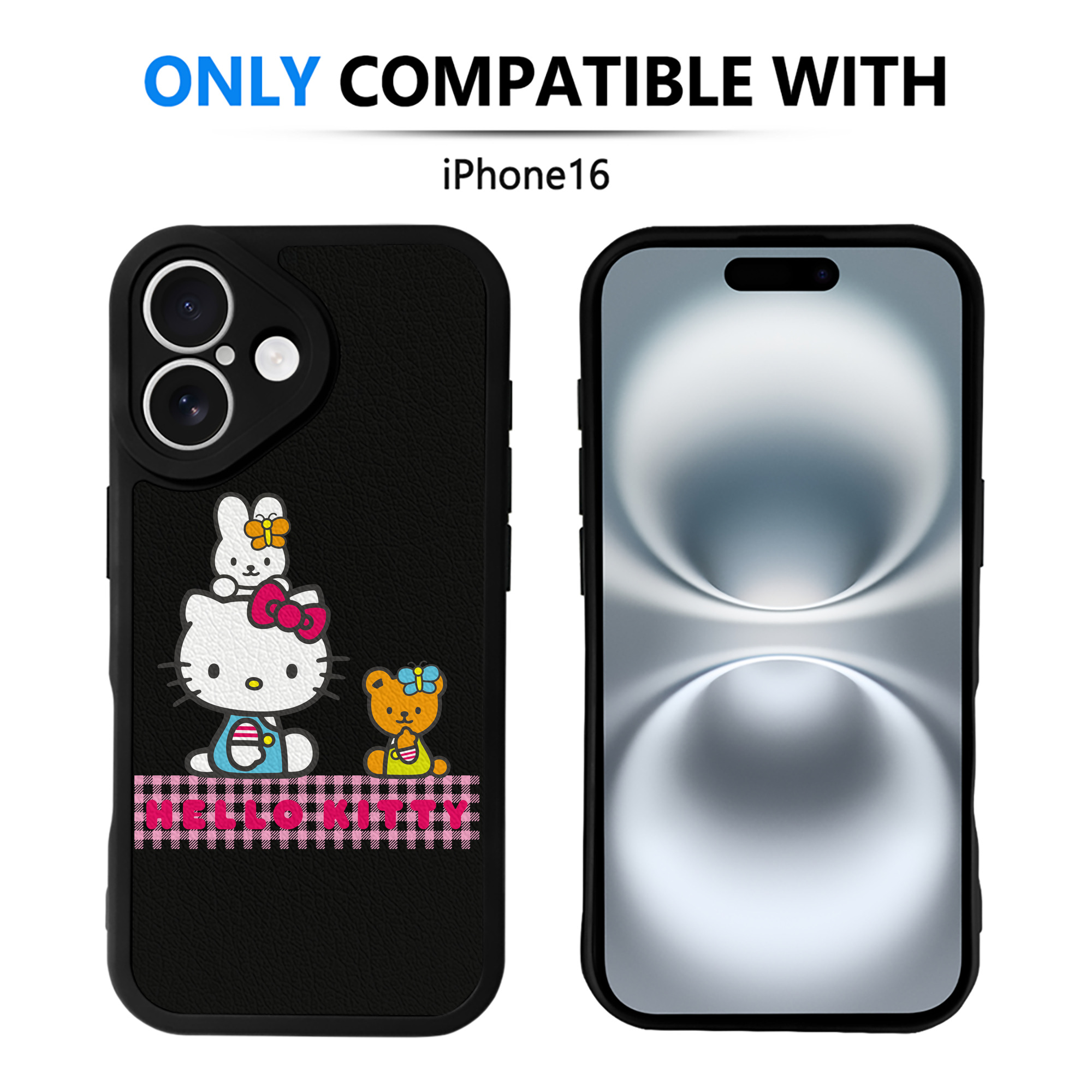（画像用） Hello Kitty ハローキティ 【iPhone 16シリーズ対応】シリコンスマホケース（レザー調） 材質：シリコン